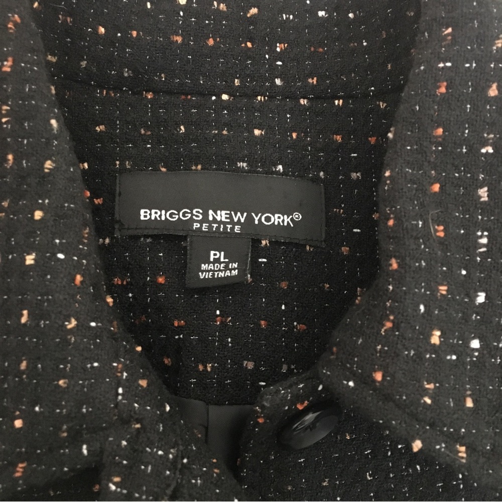 Briggs New York Black Speckled Tweed Padded Shoulder Blazer, Petite Large - Picture 4 of 8